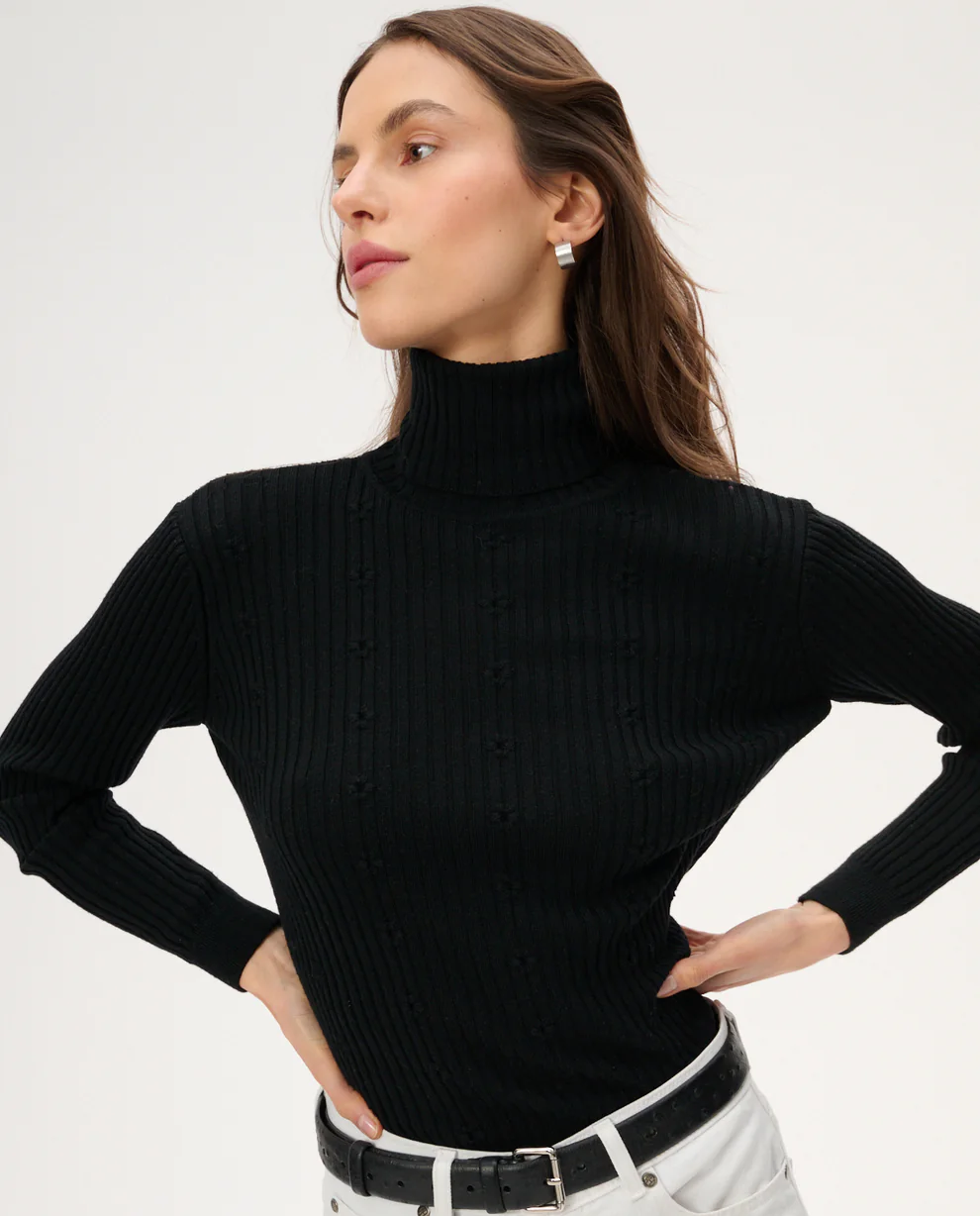 Czarny golf z wełny merino Vera - Image #3