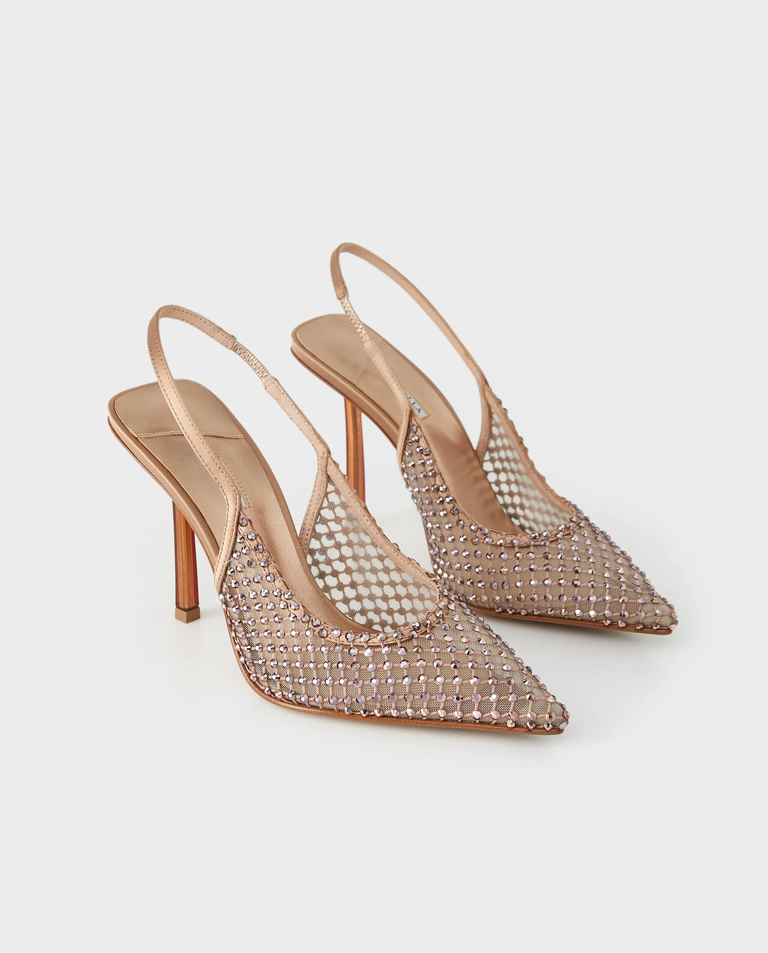 Brązowe szpilki z kryształkami Chanel Gilda 100 - Image #2