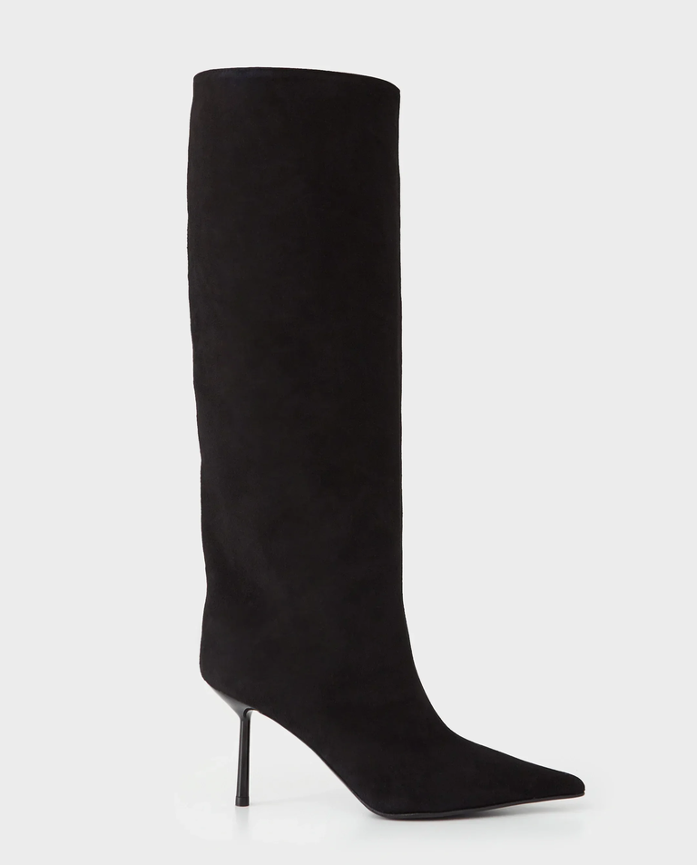 Czarne zamszowe kozaki Bella 80