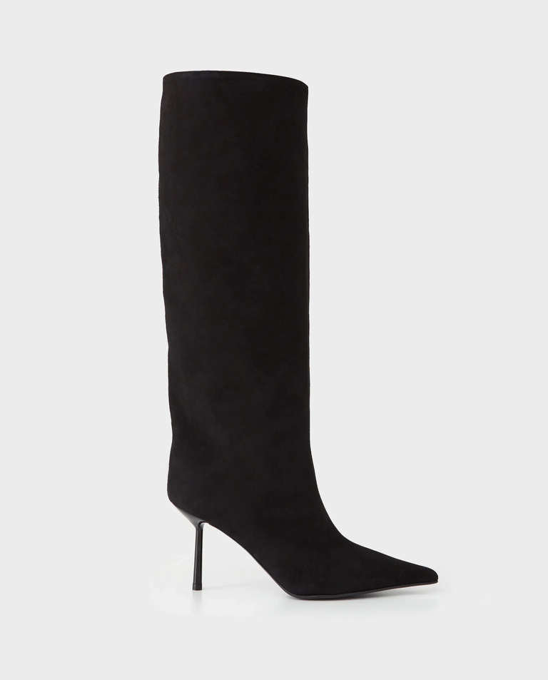 Czarne zamszowe kozaki Bella 80