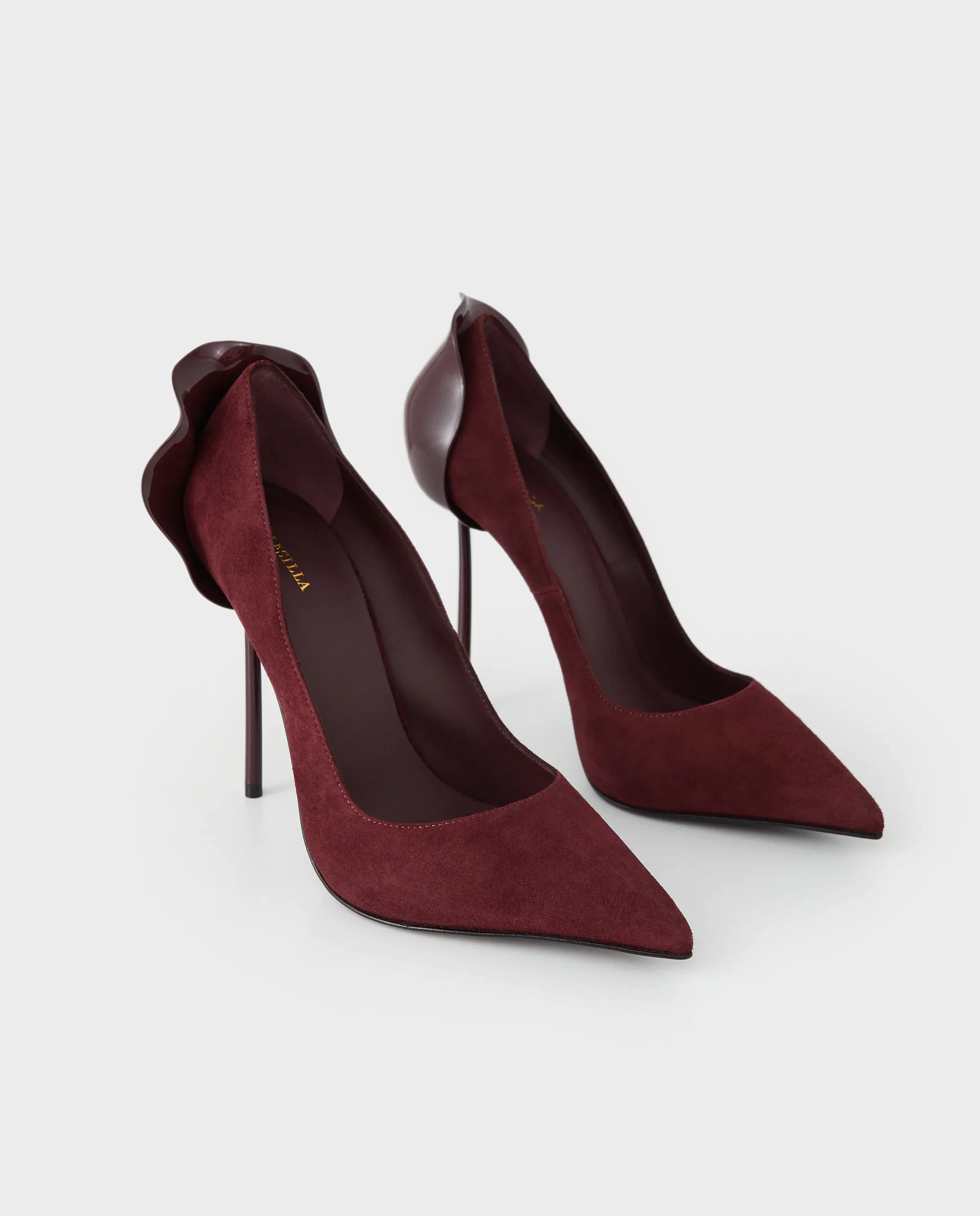 Bordowe zamszowe szpilki Petalo 120 - Image #2