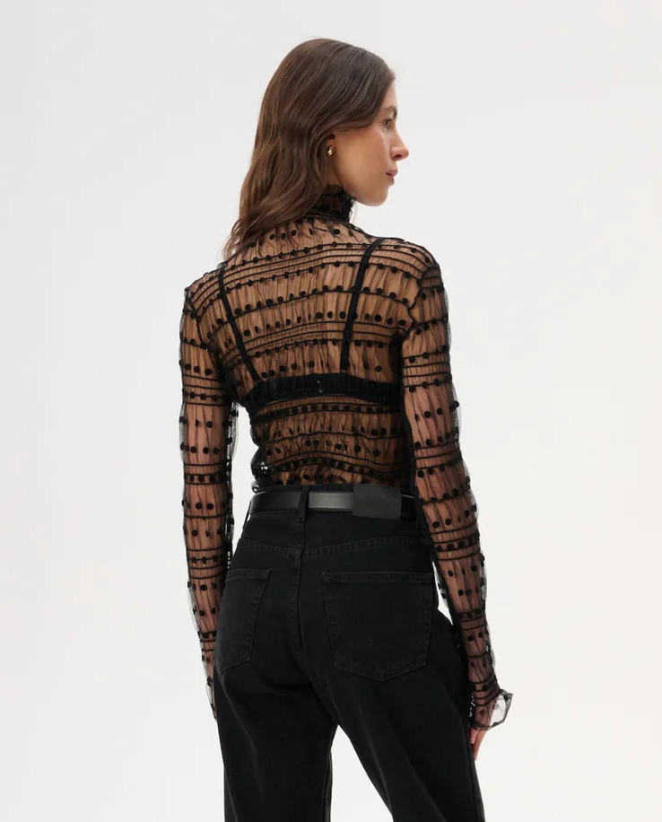 Czarna bluzka z golfem Lily - Image #2