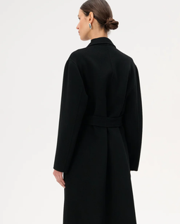 Wełniany czarny płaszcz z piórami Thiago - Image #4