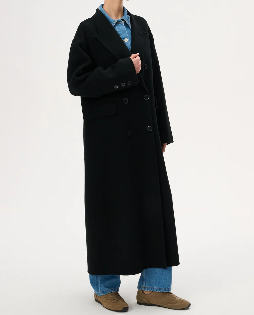 Długi dwurzędowy płaszcz z wełny Joel - Image #2