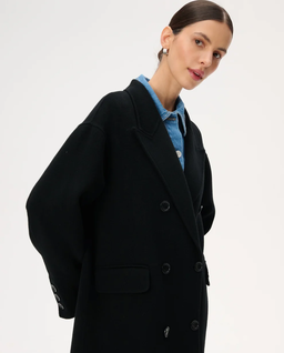 Długi dwurzędowy płaszcz z wełny Joel - Image #3