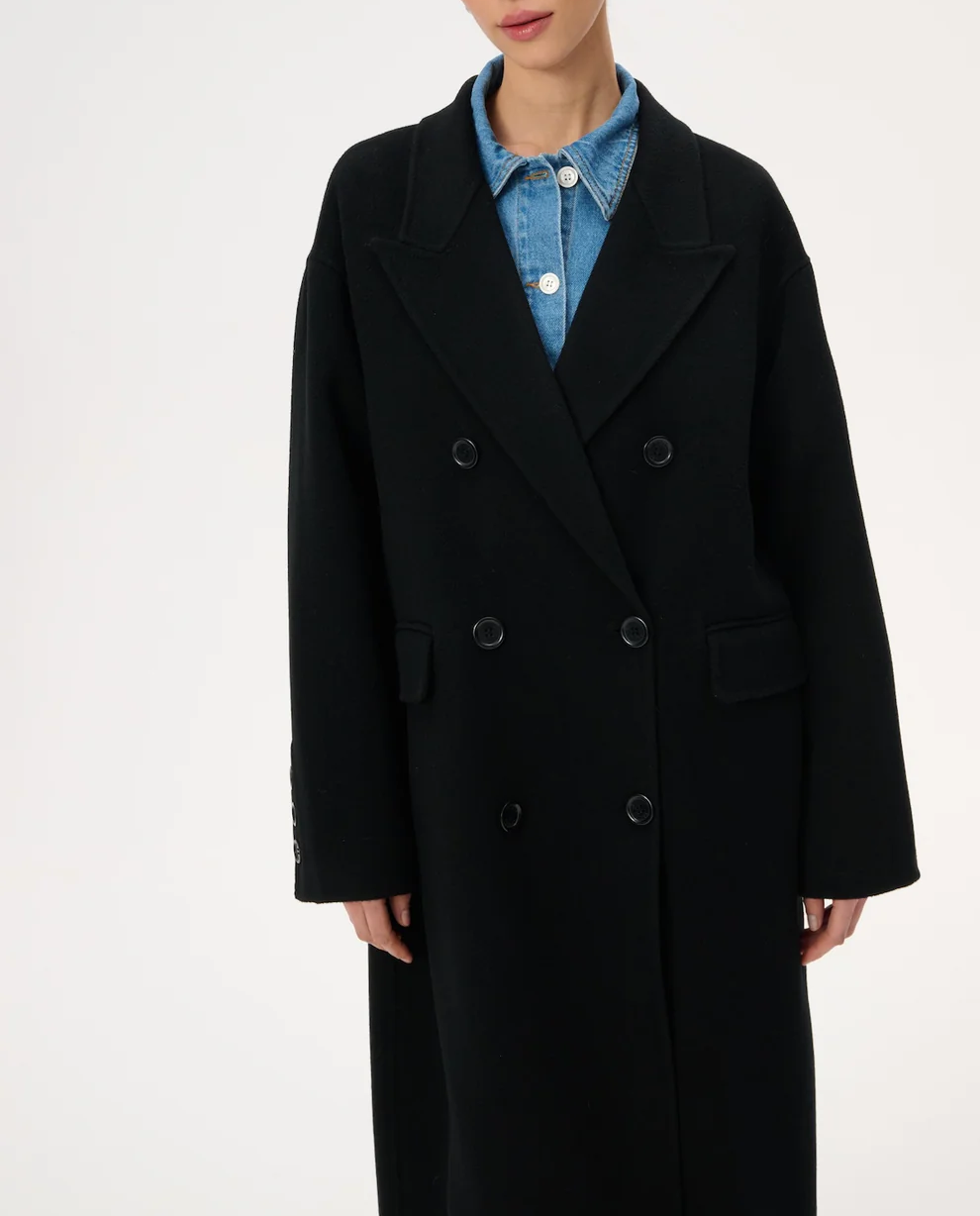 Długi dwurzędowy płaszcz z wełny Joel - Image #4