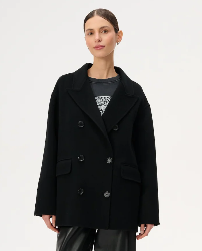 Dwurzędowy wełniany płaszcz Joel