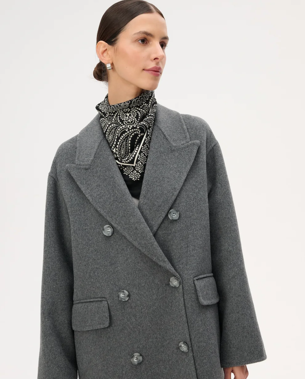 Długi szary płaszcz z wełny Joel - Image #1