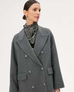 Długi szary płaszcz z wełny Joel - Image #1