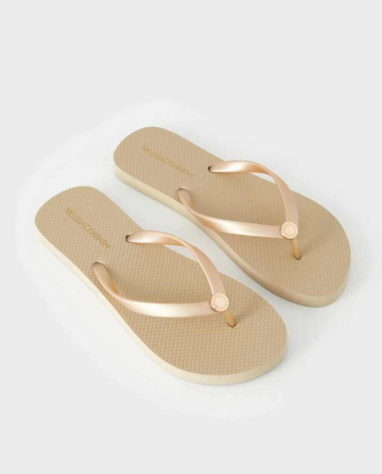 Złote japonki z logo