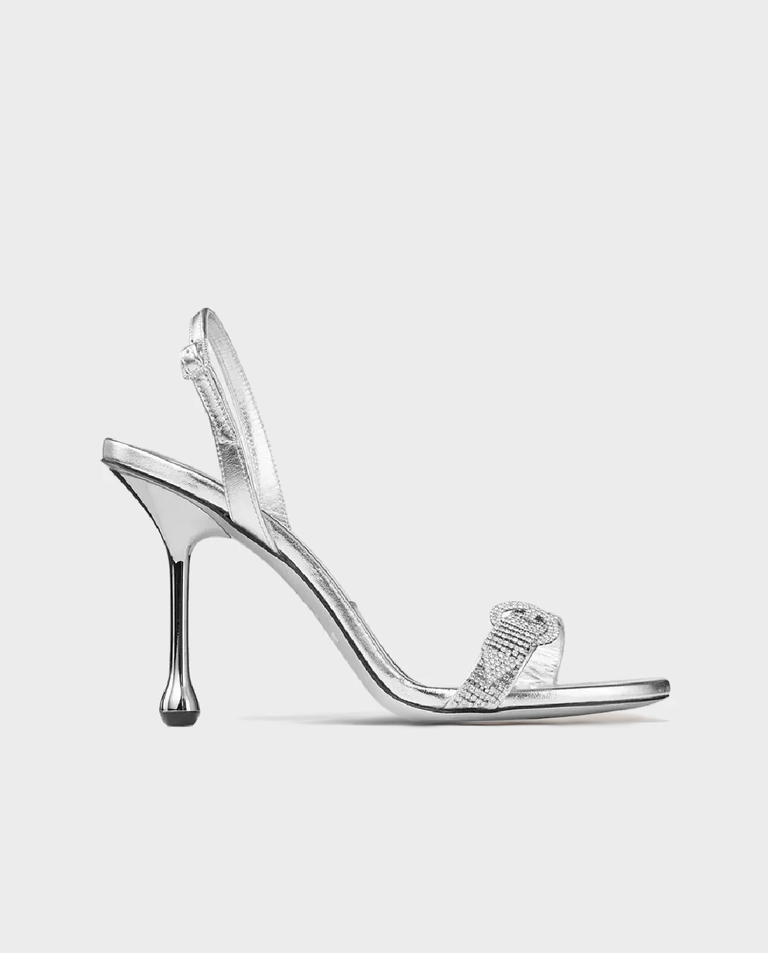 Srebrne sandały na szpilce Tabatha 95