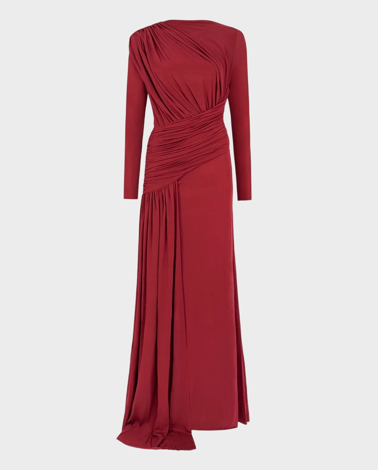 Czerwona suknia Eblouie z drapowaniem i pasem w talii - Image #0