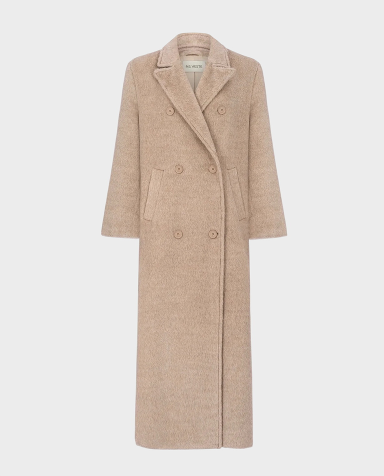 Beżowy płaszcz Adoration z wełny alpaki