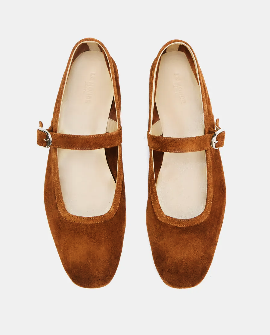 Brązowe zamszowe baleriny - Image #3