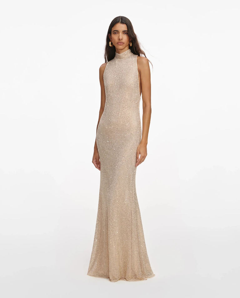 Sukienka maxi z kryształkami