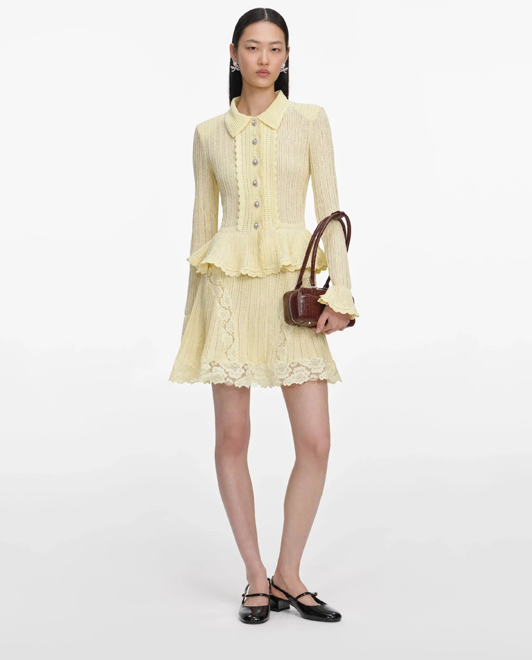 Żółta dzianinowa sukienka mini