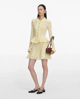 Żółta dzianinowa sukienka mini - Image #1