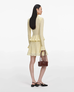 Żółta dzianinowa sukienka mini - Image #2