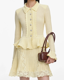 Żółta dzianinowa sukienka mini - Image #3