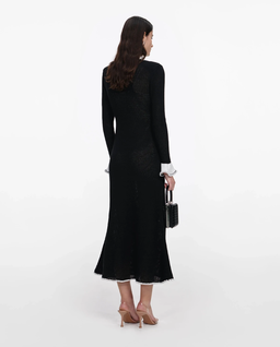 Czarna dzianinowa sukienka midi - Image #2