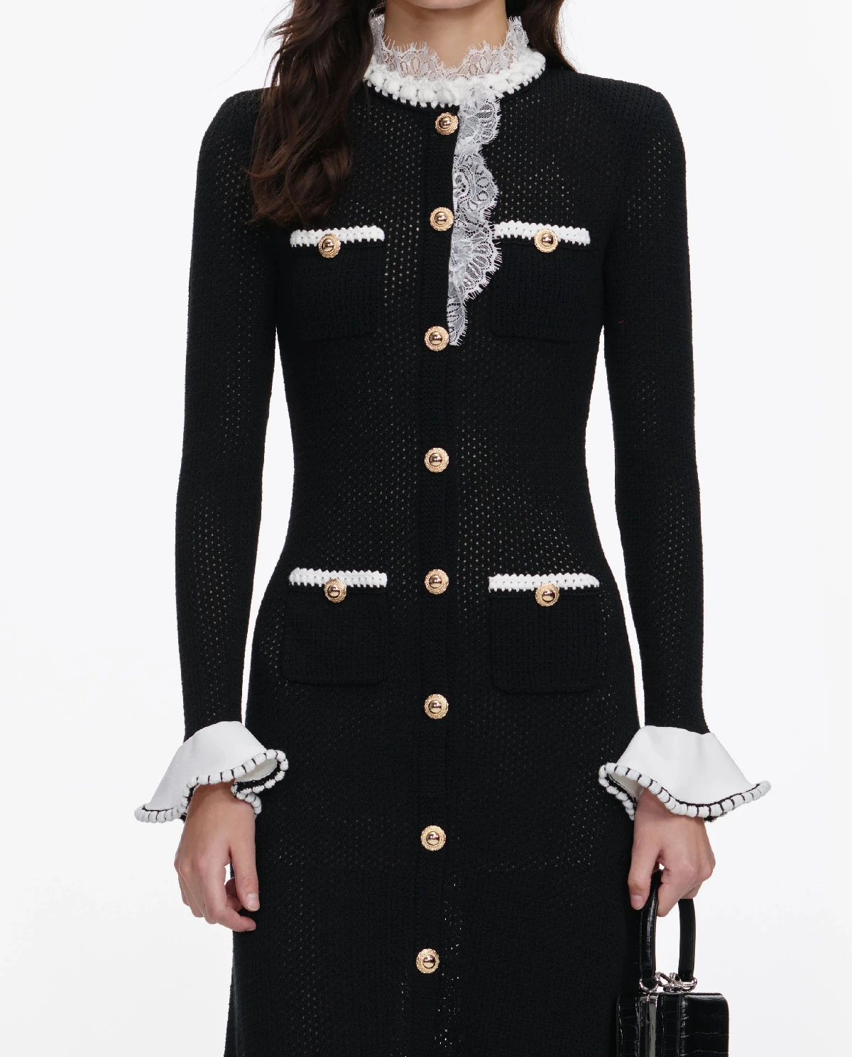 Czarna dzianinowa sukienka midi - Image #3