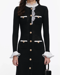 Czarna dzianinowa sukienka midi - Image #3