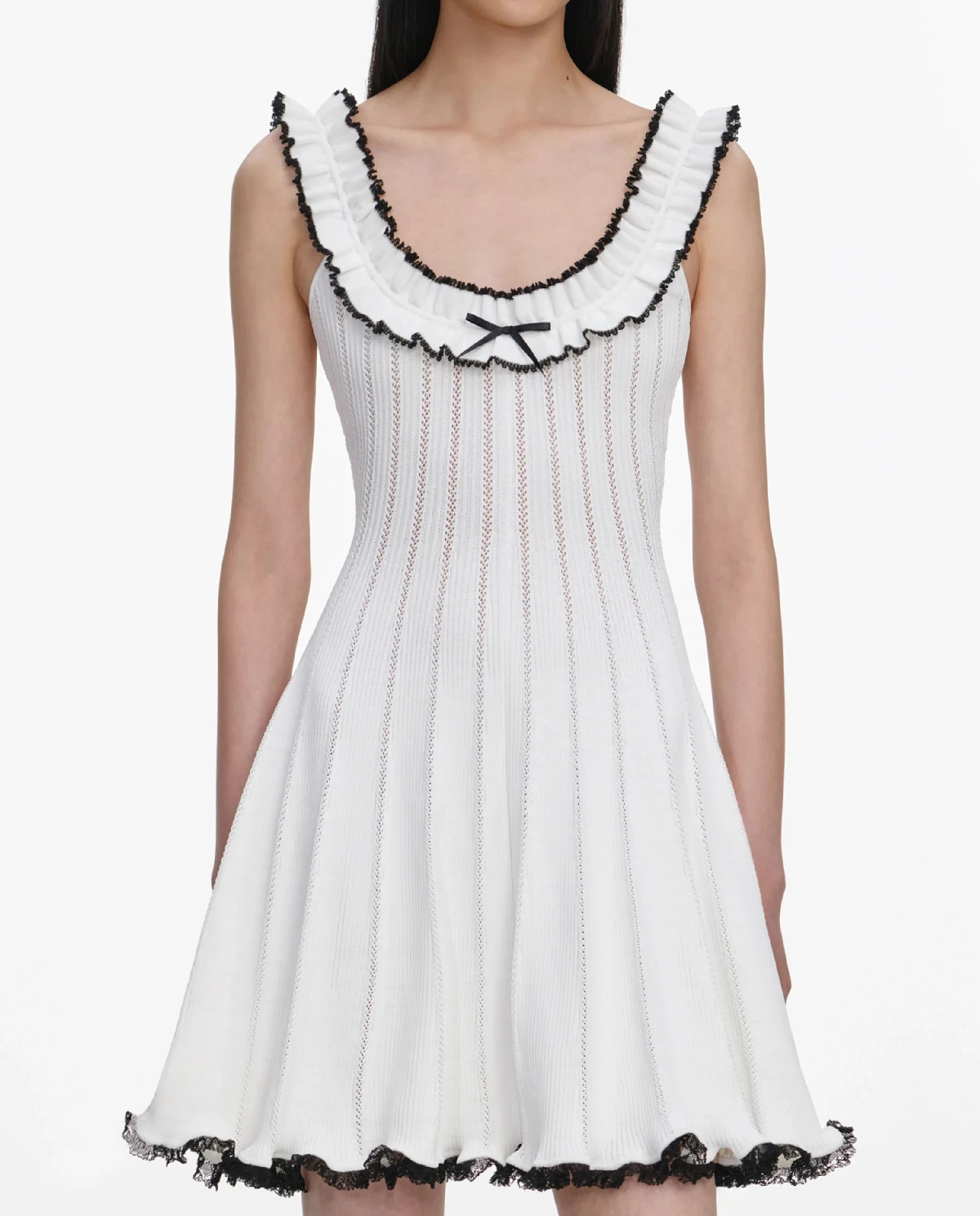 Biała dzianinowa sukienka mini - Image #3