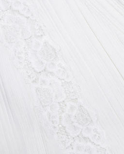 Biała dzianinowa sukienka midi z koronką - Image #4