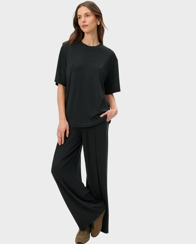 Czarne spodnie z szeroką nogawką Francesca