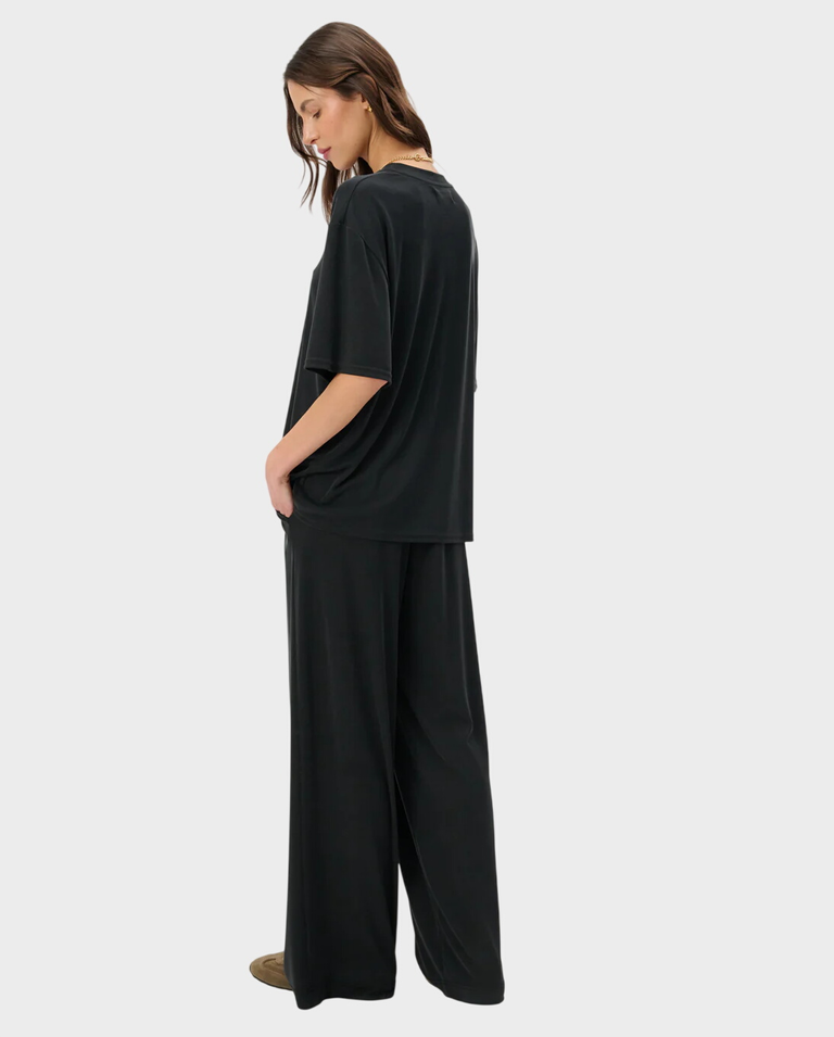 Czarne spodnie z szeroką nogawką Francesca - Image #2