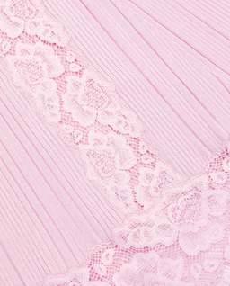 Różowa dzianinowa sukienka midi z koronką - Image #4