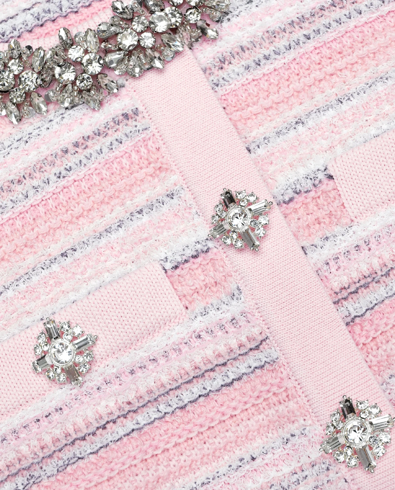 Różowa teksturowana sukienka mini - Image #4