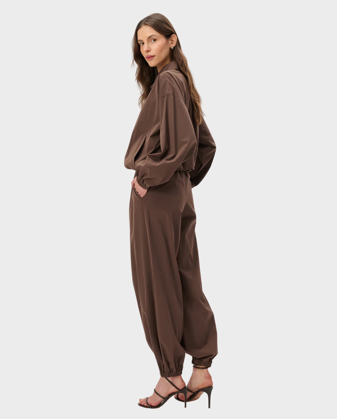 Brązowe spodnie o luźnym kroju Lenny - Image #1