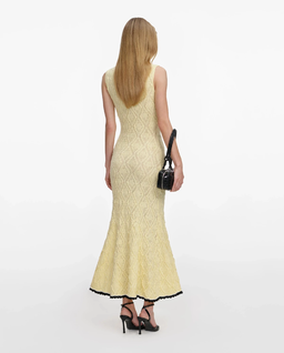 Żółta dzianinowa sukienka midi - Image #2