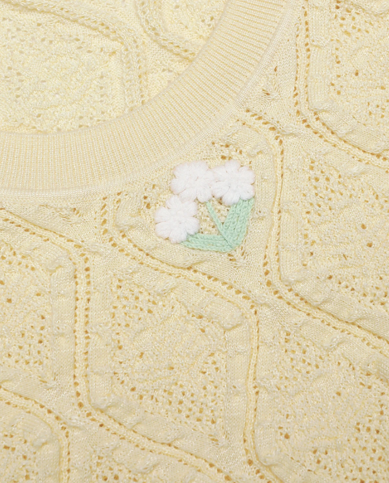 Żółta dzianinowa sukienka midi - Image #4