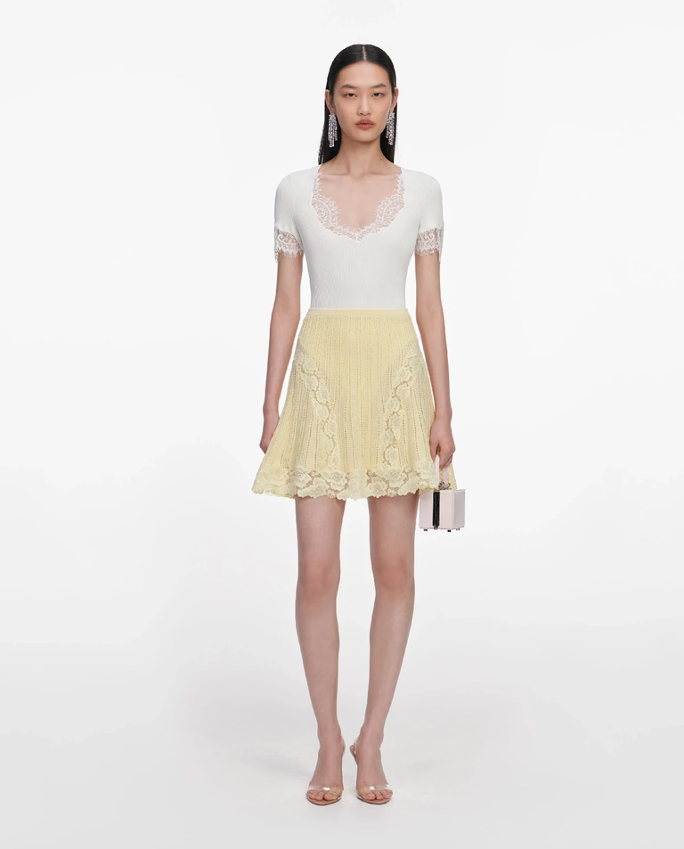 Żółta dzianinowa mini spódniczka