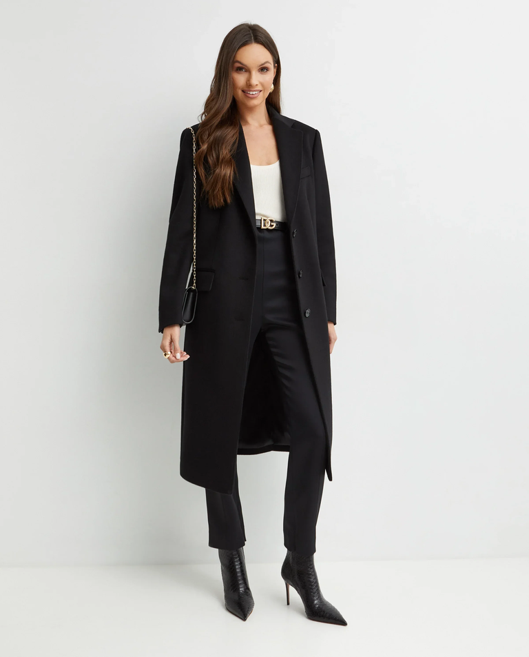 Czarny jednorzędowy płaszcz - Image #2