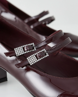 Bordowe czółenka Mary Jane Danielle 50 - Image #4