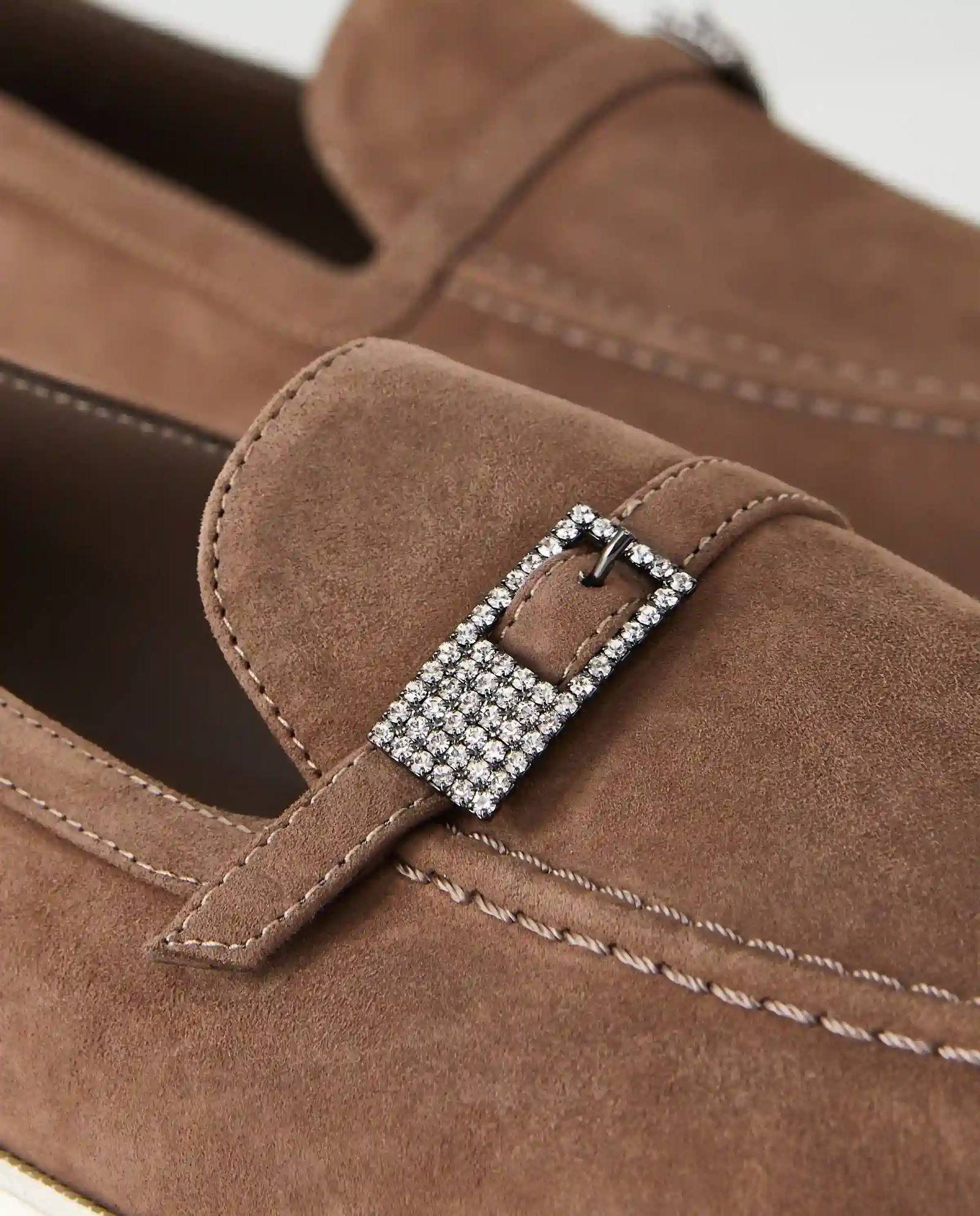Brązowe zamszowe mokasyny - Image #4