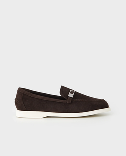 Ciemnobrązowe zamszowe mokasyny - Image #0