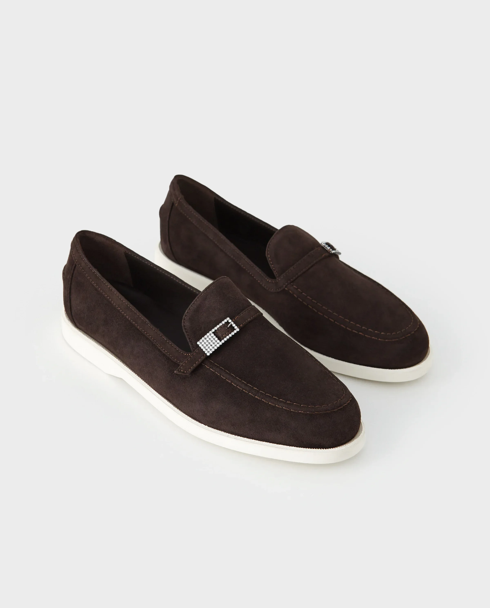 Ciemnobrązowe zamszowe mokasyny - Image #2