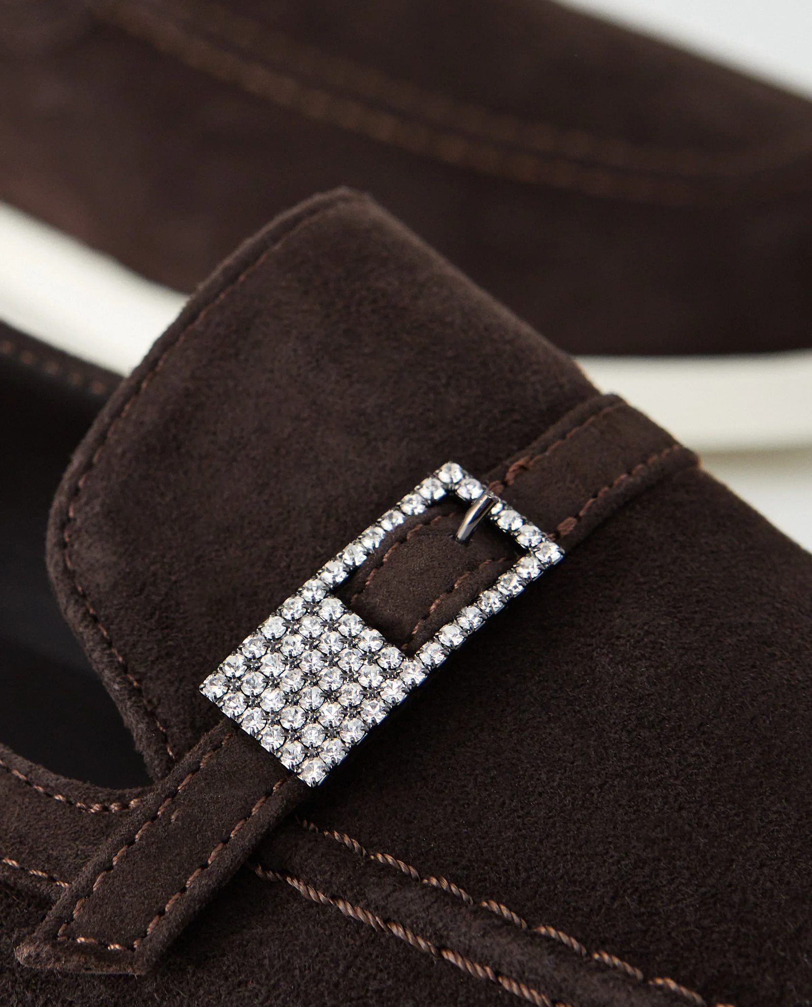 Ciemnobrązowe zamszowe mokasyny - Image #4