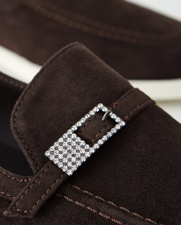 Ciemnobrązowe zamszowe mokasyny - Image #4