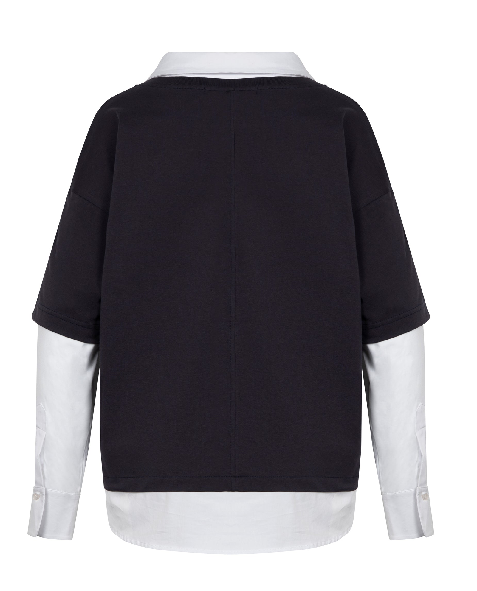 Szary t-shirt z wystającą koszulą - Image #3