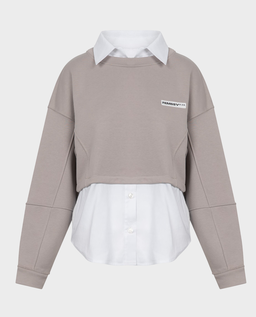 Beżowa bluza połączona z koszulą - Image #0
