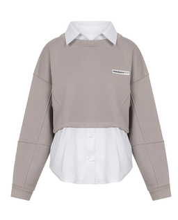 Beżowa bluza połączona z koszulą - Image #3