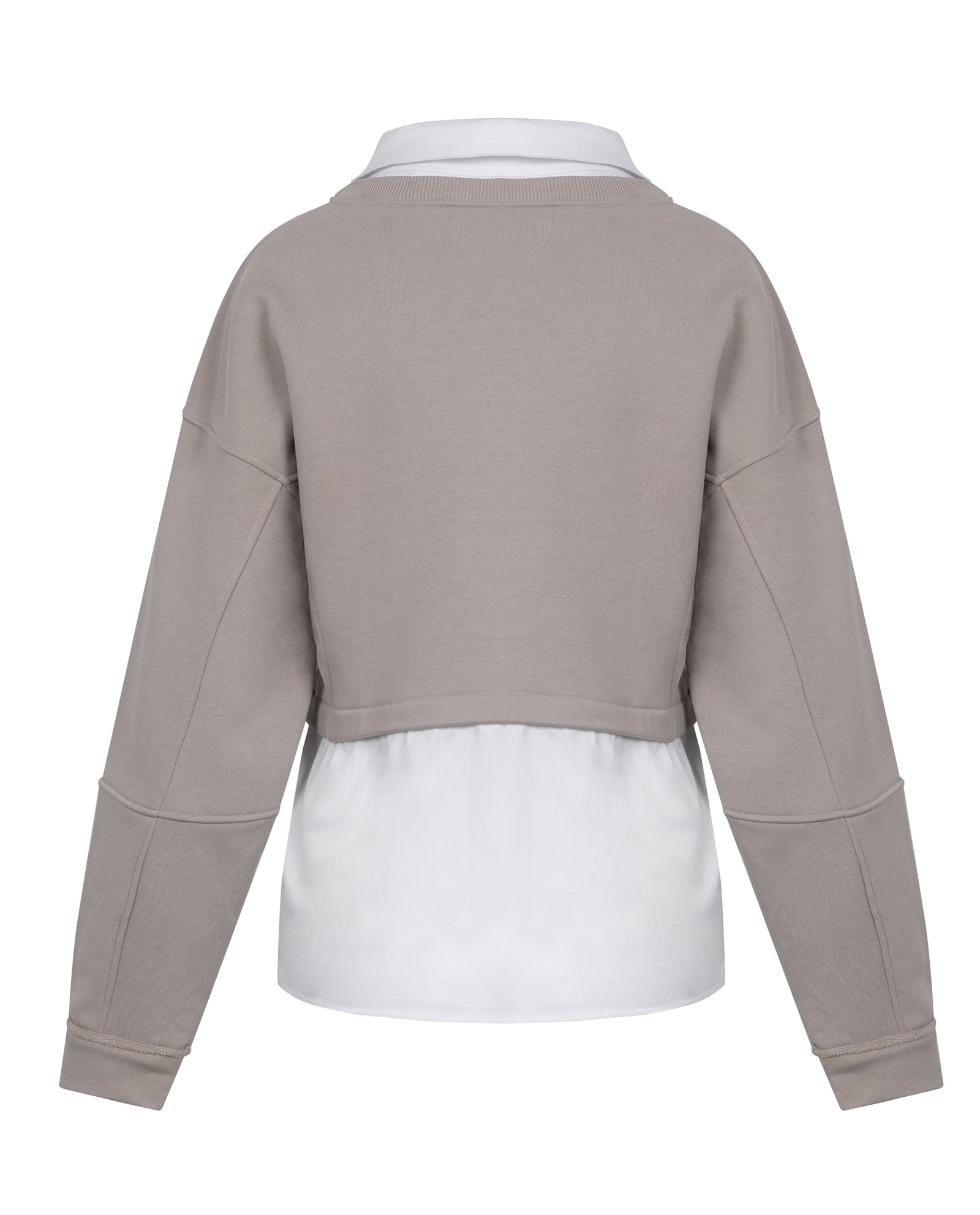 Beżowa bluza połączona z koszulą - Image #4