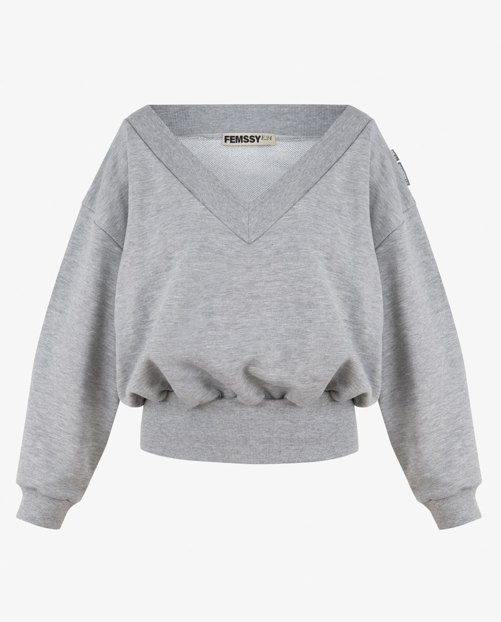 Szara bluza z dekoltem w serek Vallure - Image #5