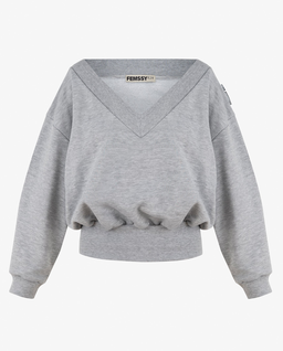 Szara bluza z dekoltem w serek Vallure - Image #5