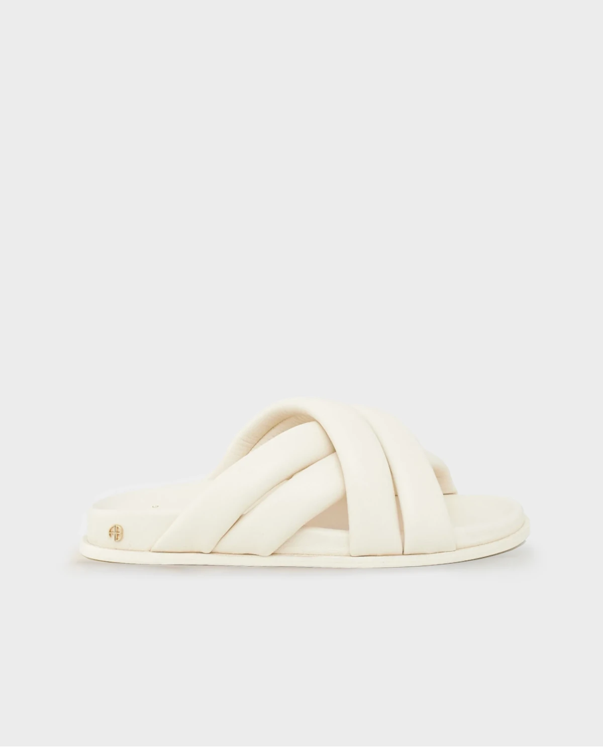 Beżowe klapki ze skóry - Image #0